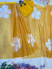 Fabulous Yellow Color Ready To Wear Printed Saree