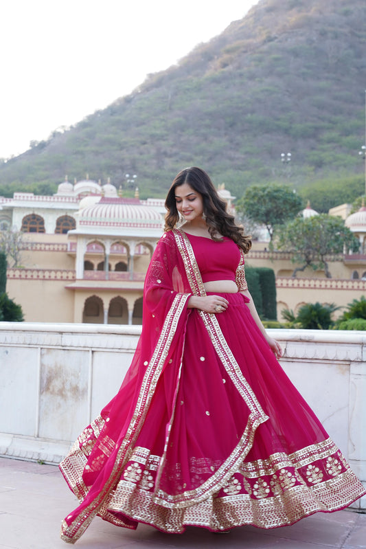 Precious Sequins Embroidered Work Pink Color Lehenga Choli