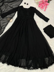 Party Wear Black Anarkali Gown