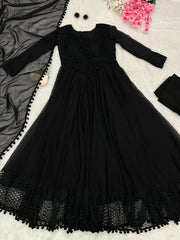 Party Wear Black Anarkali Gown