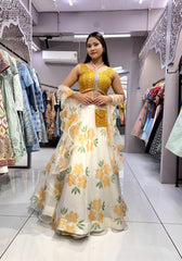 Captivating Digital Print Yellow Color Lehenga Choli