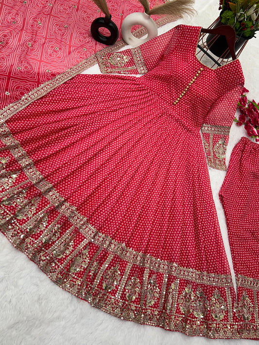 Mesmerizing Embroidery Work Red Color Gown