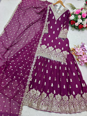 Exclusive Embroidery Work Wine Color Lehenga Choli