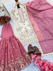 Precious Sequence Work White Color Sharara Suit
