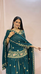 Pretty Green Color Sequence Work Lehenga Suit