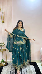 Pretty Green Color Sequence Work Lehenga Suit