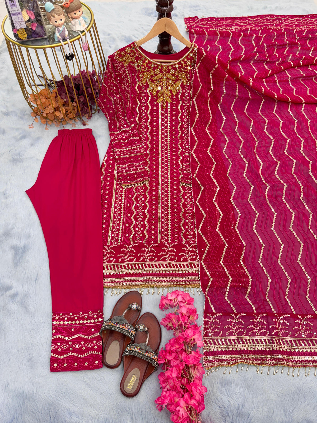 Beautiful Sequence Work Pink Color Anarkali Suit