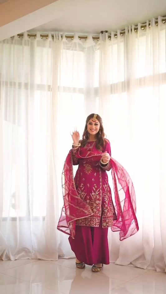 Beautiful Embroidery Work Pink Color Anarkali Suit