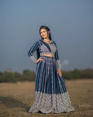 Flattering Sequence Work Blue Color Lehenga Choli