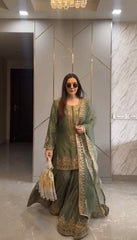 Exotic Sequence Work Perrot Color Sharara Suit