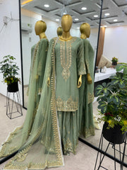 Exotic Sequence Work Perrot Color Sharara Suit