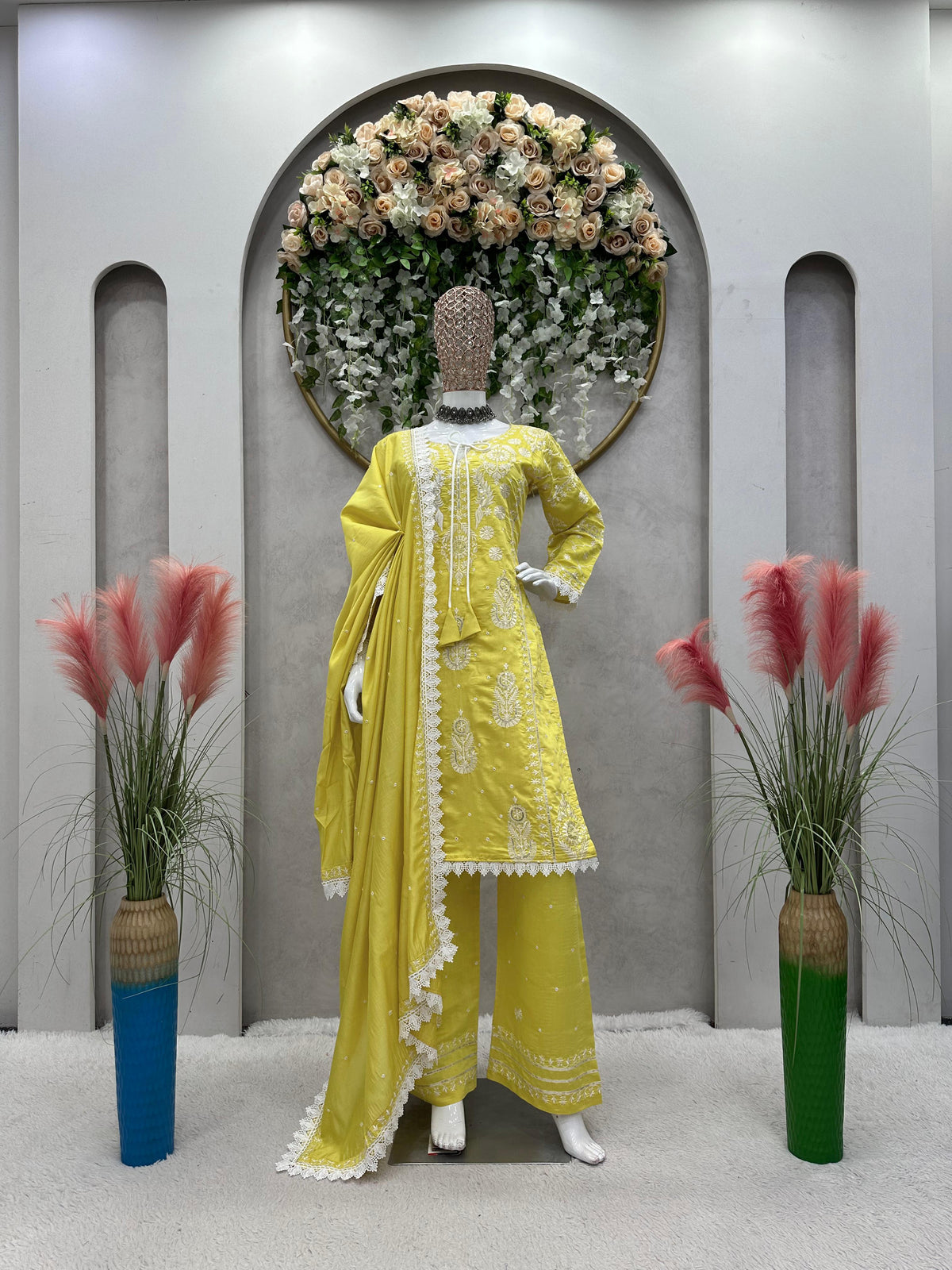 Embellished Sequence Work Yellow Color Anarkali Suit