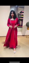 Classy Sequence Work Red Color Gown