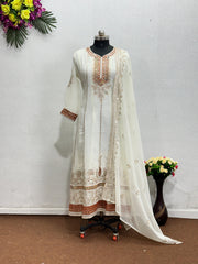 Embellished Sequence Work White Color Gown