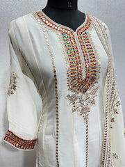 Embellished Sequence Work White Color Gown