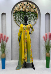 Marvelous Thread Work Yellow Sharara Suit