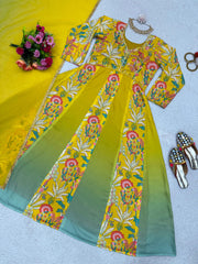 Marvelous Thread Work Yellow Sharara Suit