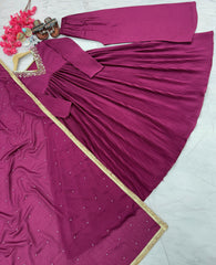 Gorgeous Embroidery Work Pink Color Gown