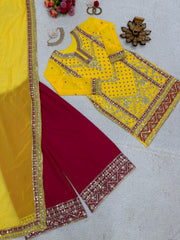 Gorgeous Thread With Sequence Work Yellow Color Palazzo Suit