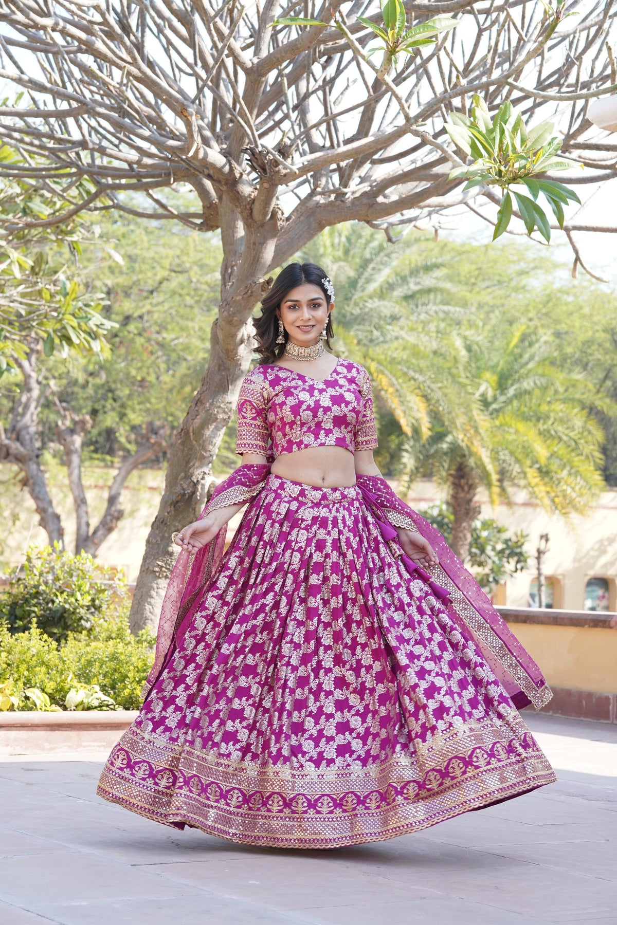 Captivating Sequins Work Pink Color Lehenga Choli