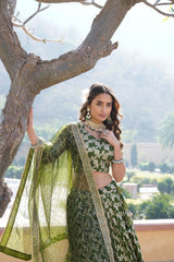 Captivating Sequins Work Green Color Lehenga Choli