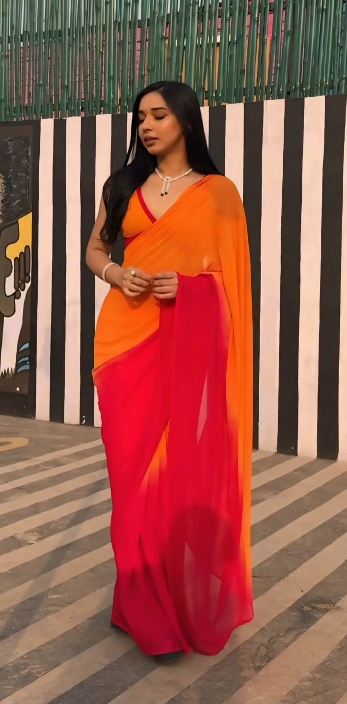 Beautiful Melty Color Ready To Wear Saree