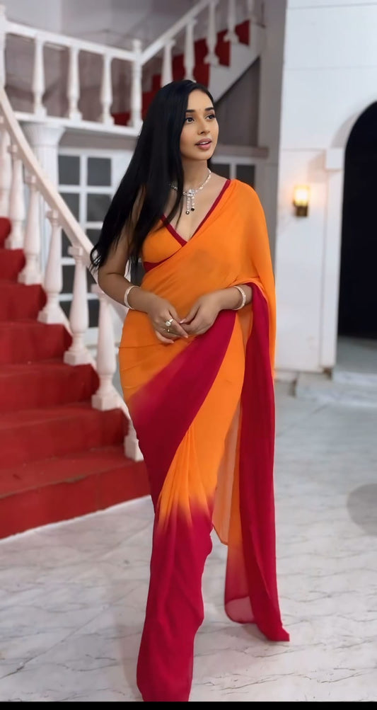 Beautiful Melty Color Ready To Wear Saree