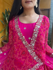 Opulent Embroidery Work Pink Color Gown