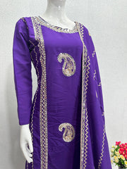 Beautiful Embroidery Work Blue Color Plazzo Suit