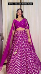 Zig Zag Sequence Work Dark Pink Lehenga Choli