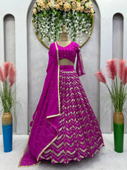 Zig Zag Sequence Work Dark Pink Lehenga Choli