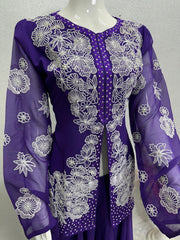 Beautiful Thread With Peral Work Purple Sharara Suit.