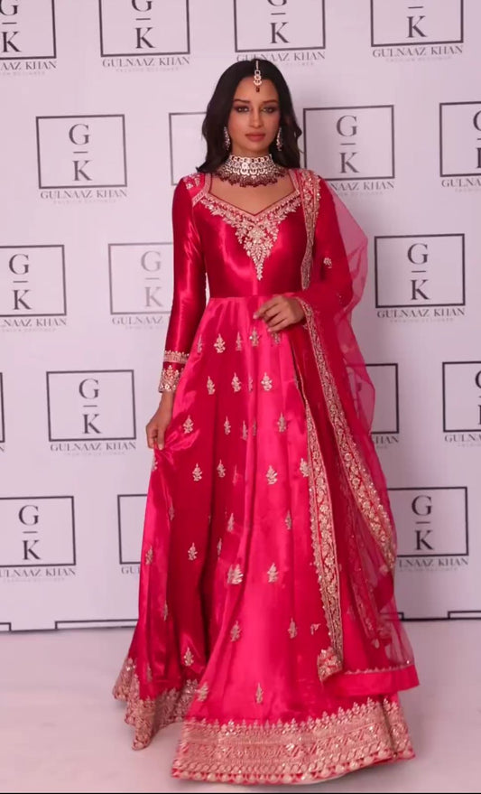 Mesmerizing Embroidery Work Pink Color Gown