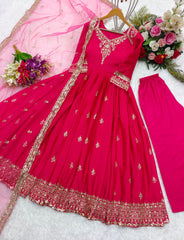 Mesmerizing Embroidery Work Pink Color Gown