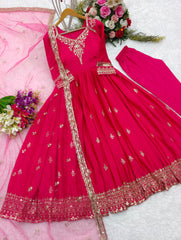 Mesmerizing Embroidery Work Pink Color Gown