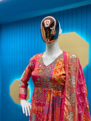 Multi Color Embroidery Work Kurti With Sharara Suit