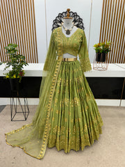 Shining Sequence Work Green Color Lehenga Choli