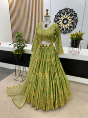 Shining Sequence Work Green Color Lehenga Choli