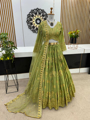 Shining Sequence Work Green Color Lehenga Choli