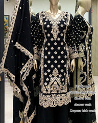 Fancy Sequence Work Black Color Suit