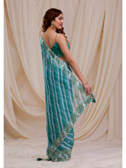 Outstanding Embroidery Work Rama Color Digital Print Saree