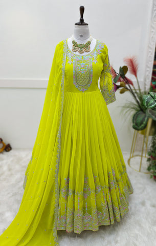Outstanding Sequence Embroidery Perrot Color Gown