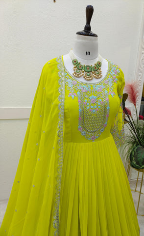 Outstanding Sequence Embroidery Perrot Color Gown