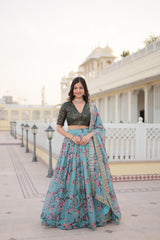 Mesmerizing Digital Printed Sky Color Lehenga Choli