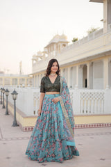 Mesmerizing Digital Printed Sky Color Lehenga Choli