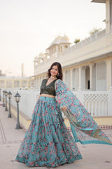 Mesmerizing Digital Printed Sky Color Lehenga Choli