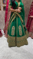 Embellished Thread With Sequence Work Green Color Lehenga Choli