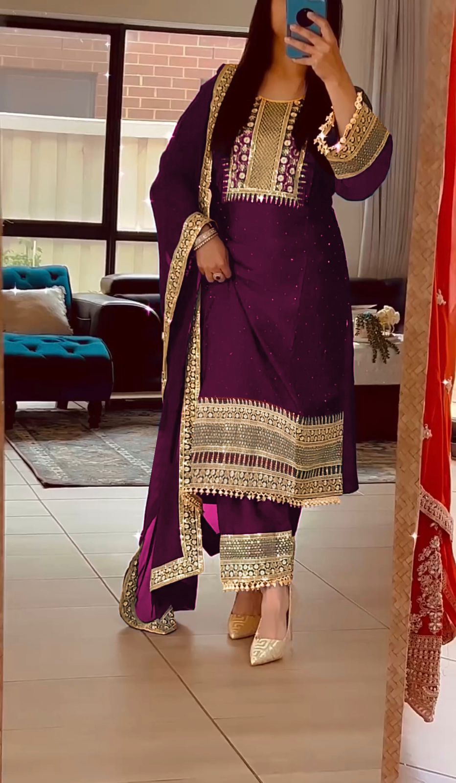 Outstanding Embroidery Sequence Work Purple Color Anarkali Suit