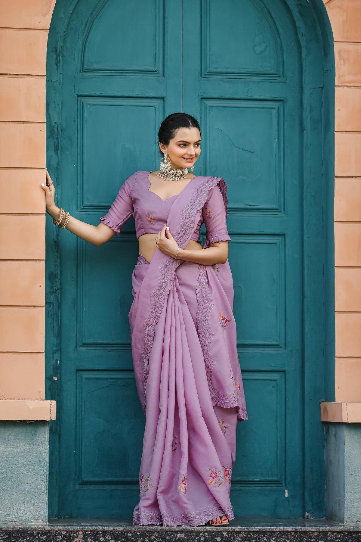 Stunning Purple Color Soft Cotton Tussar Saree