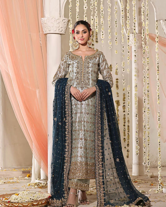 Alluring Sequence Work Grey Color Anarkali Suit